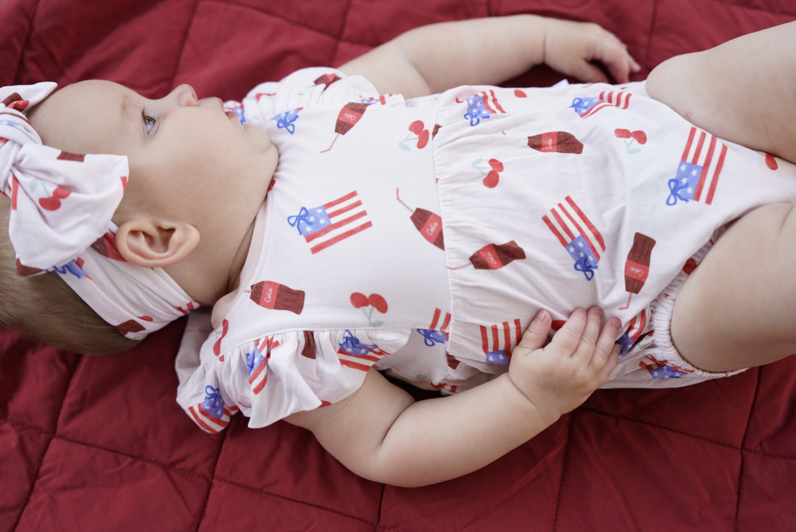 Red, White & Bow Headband
