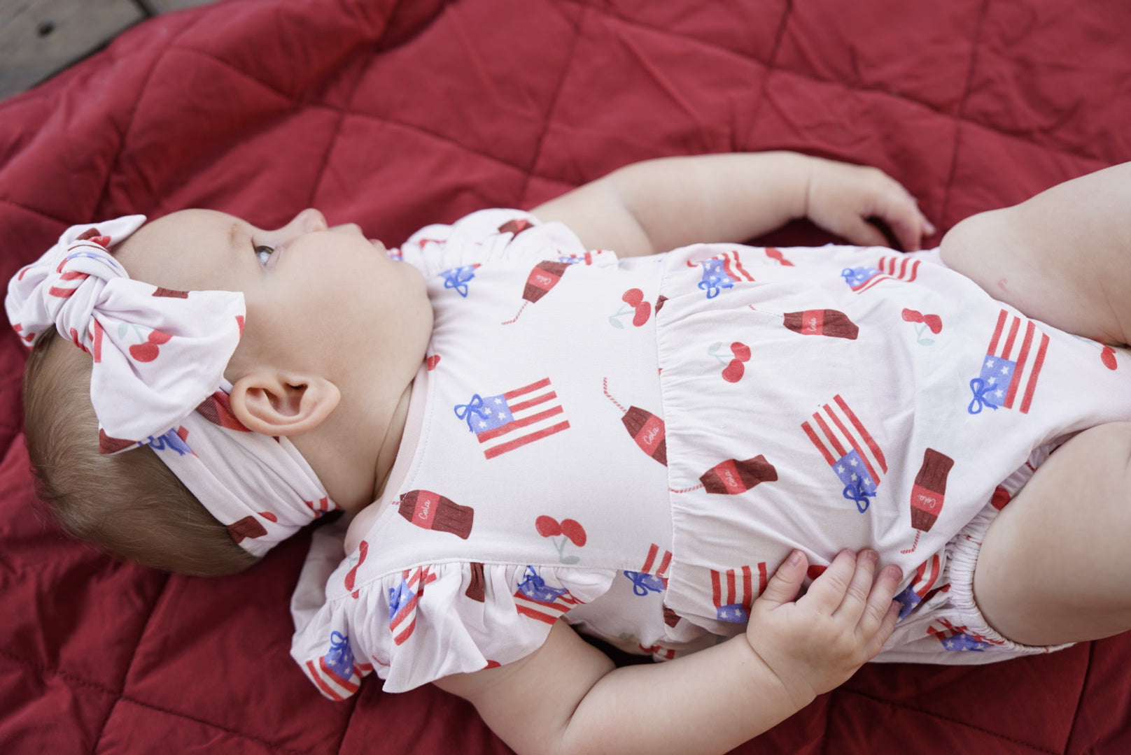 Red, White & Bows ~Bubble Romper